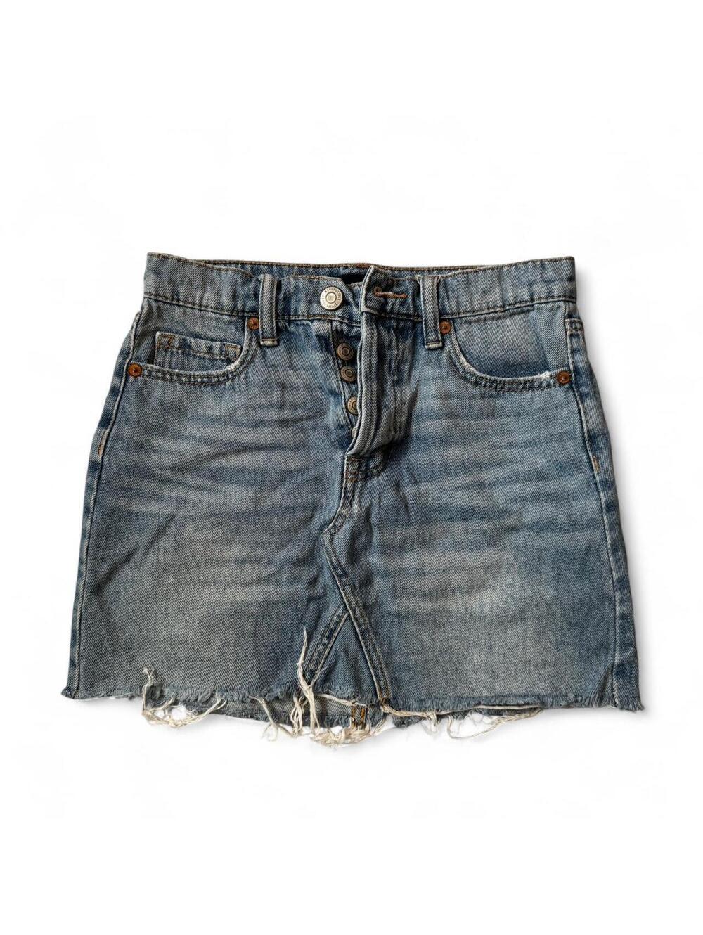 Aeropostale Y2K High Rise 100% Cotton Rugged Frayed Denim Mini Skirt Size 000